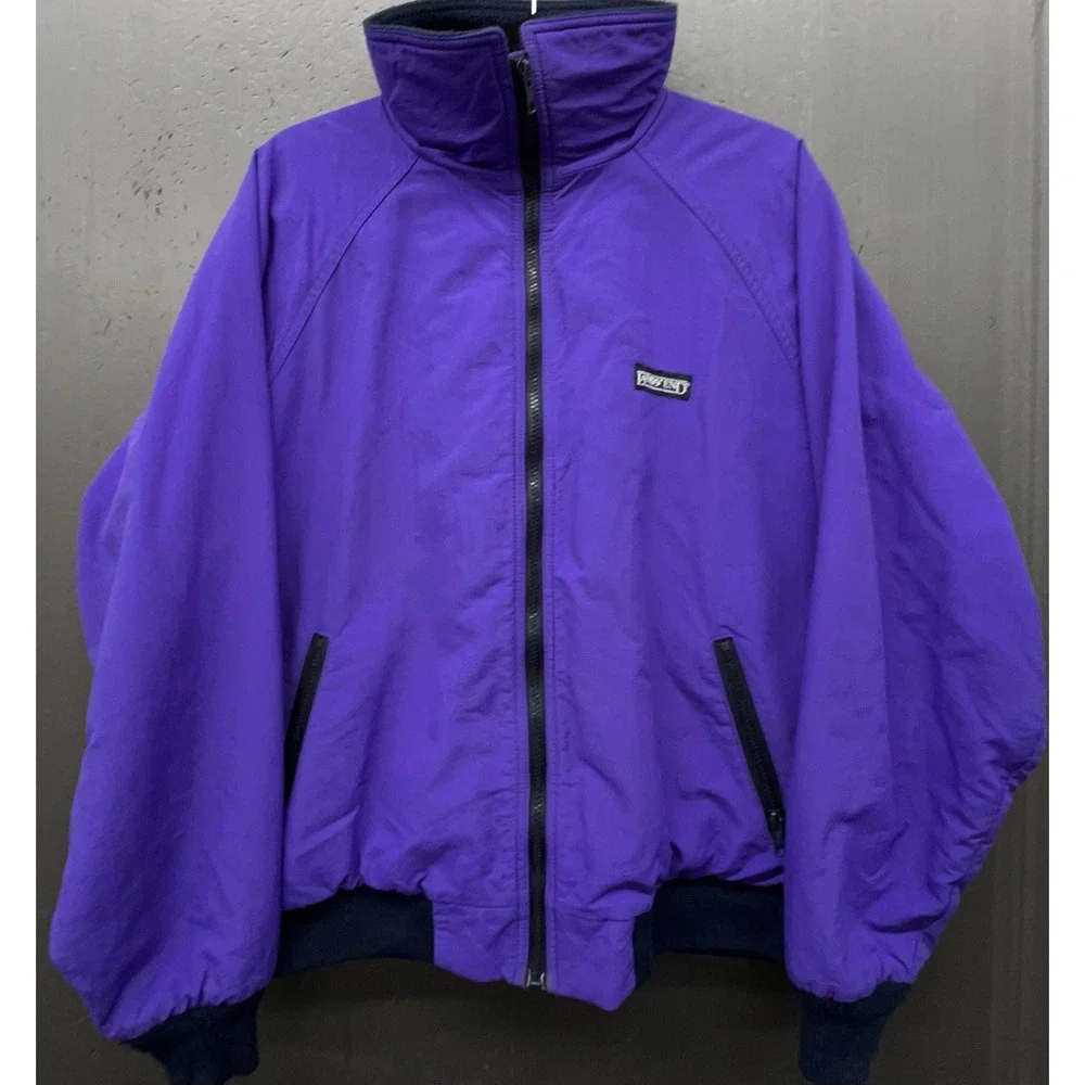 Vtg Lands End Squall Jacket Women‎ M Purple Fleece Lined Zip Pockets Outdoor USA